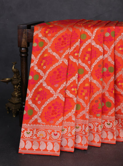Orange Banarasi Silk Saree