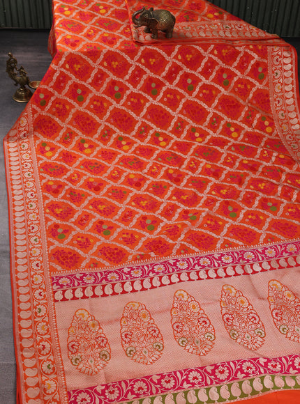 Orange Banarasi Silk Saree
