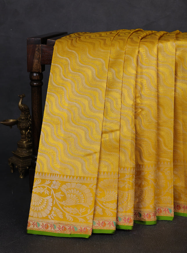 Yellow Pure Kanchipuram Silk Saree