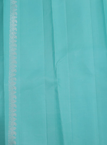 Off White - Sky Blue Pure Kanchipuram Silk Saree
