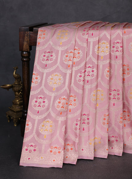 Onion Pink Banarasi Silk Saree