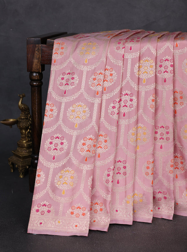 Onion Pink Banarasi Silk Saree