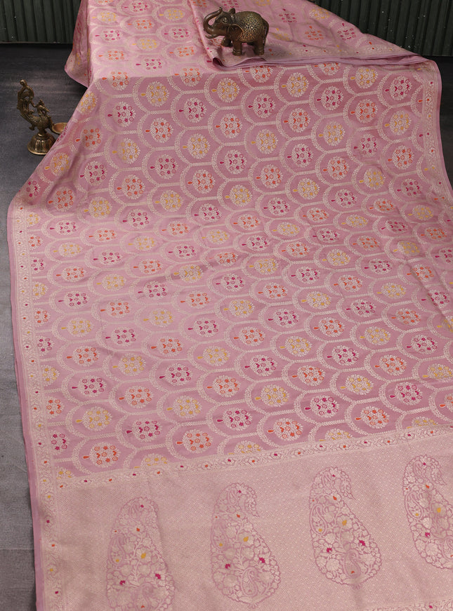 Onion Pink Banarasi Silk Saree
