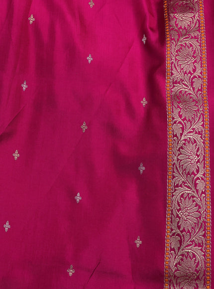 Maroon - Pink Banarasi Kora Real Zari Saree