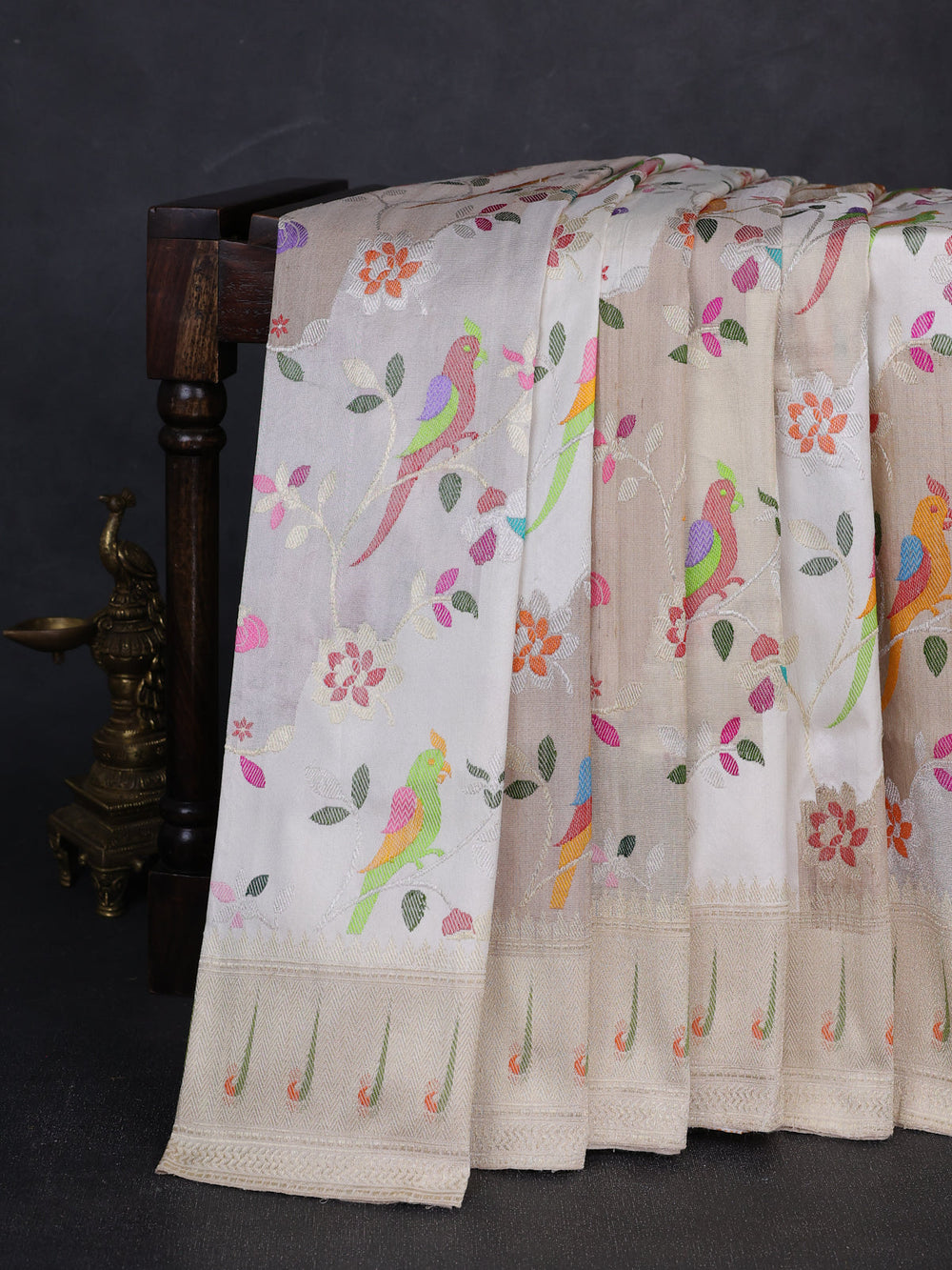 Beige Banarasi Tussar Silk Saree