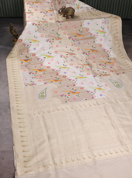 Beige Banarasi Tussar Silk Saree