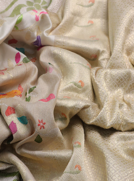 Beige Banarasi Tussar Silk Saree