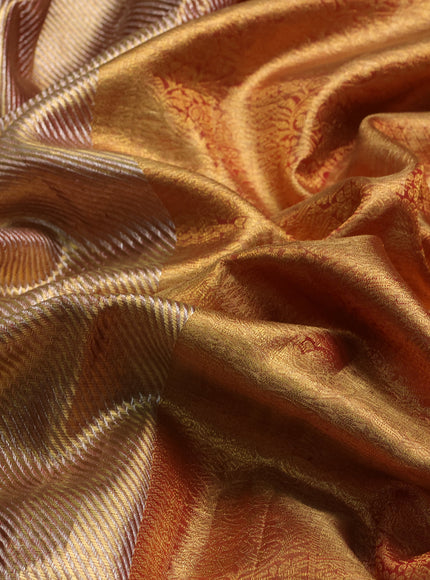 Gold - Red Pure Kanchipuram Embroidery Silk Saree