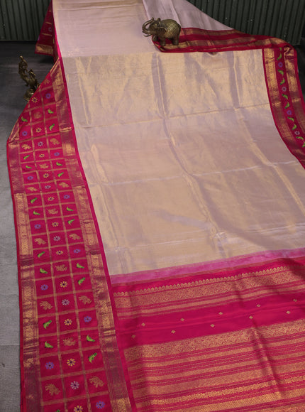 Pastel Pink - Pink Pure Kanchipuram Embroidery Silk Saree