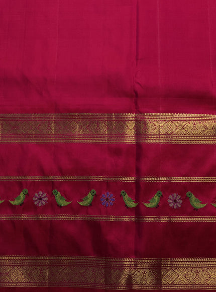 Pastel Pink - Pink Pure Kanchipuram Embroidery Silk Saree