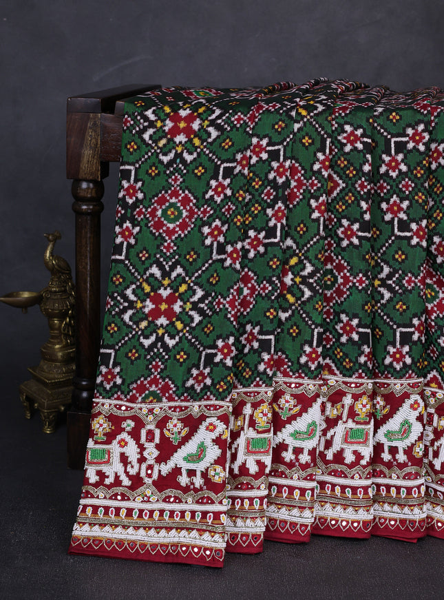 Green - Maroon Patan Patola Embroidery Saree