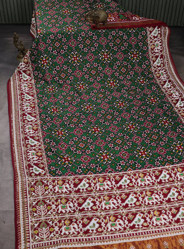 Green - Maroon Patan Patola Embroidery Saree