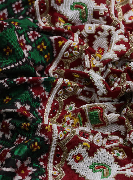 Green - Maroon Patan Patola Embroidery Saree