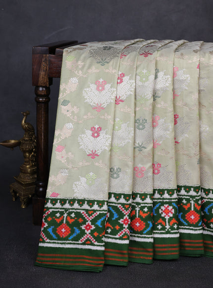 Pista Green - Green Banarasi Silk Embroidery Saree