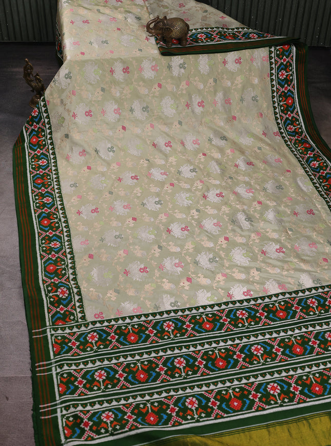 Pista Green - Green Banarasi Silk Embroidery Saree