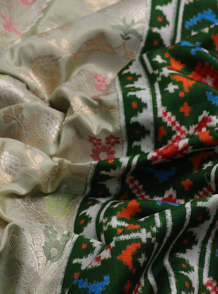 Pista Green - Green Banarasi Silk Embroidery Saree