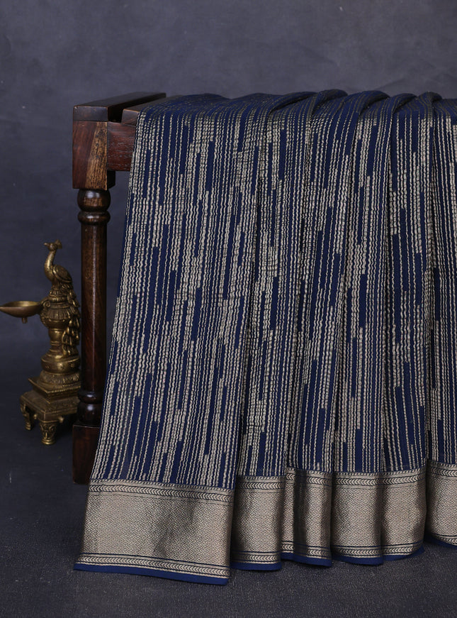 Navy Blue Banarasi Georgette Saree