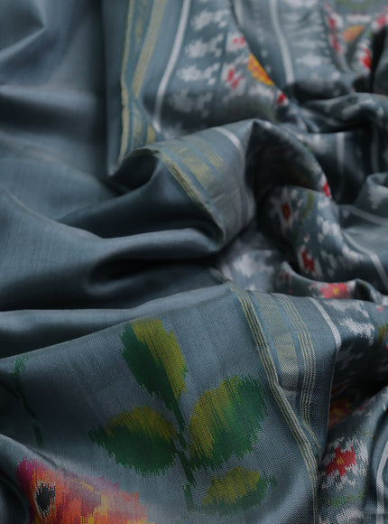 Grey Ikkat Silk Saree