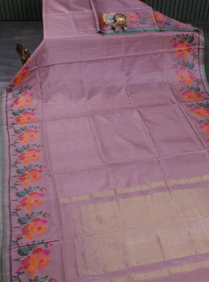 Pastel Pink Ikkat Silk Saree