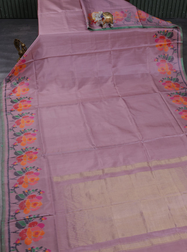 Pastel Pink Ikkat Silk Saree