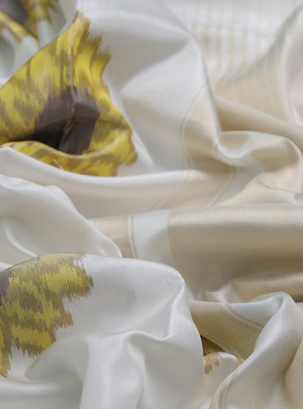Off White Ikkat Silk Saree