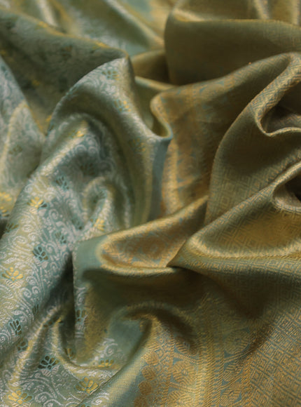 Pista Green Pure Kanchipuram Silk Saree With Kota Border