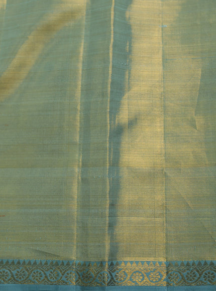 Pista Green Pure Kanchipuram Silk Saree With Kota Border
