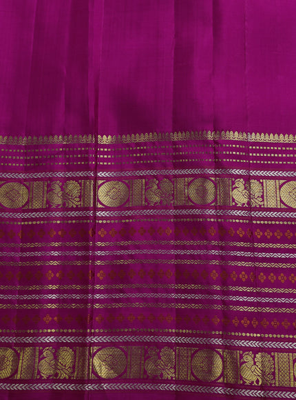 Beige - Magenta Banarasi Kora Real Zari Saree With Kanchi Silk Border