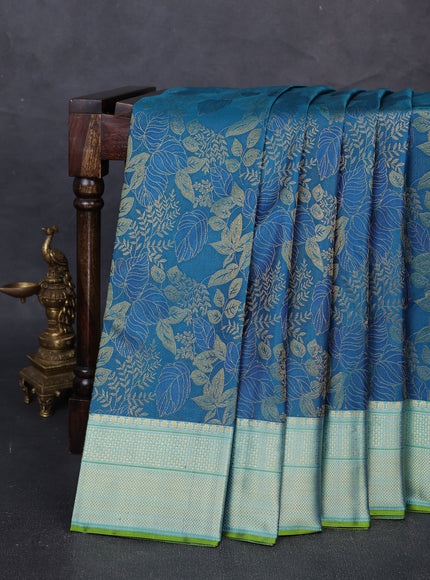 Peacock Blue - Sky Blue Pure Kanchipuram Silk Saree