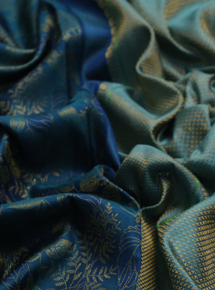 Peacock Blue - Sky Blue Pure Kanchipuram Silk Saree