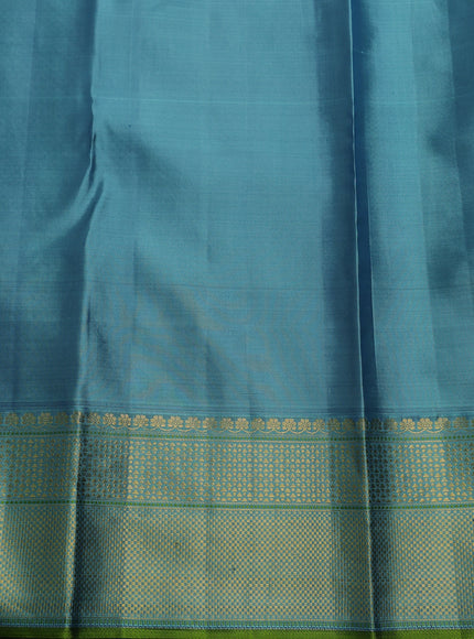 Peacock Blue - Sky Blue Pure Kanchipuram Silk Saree