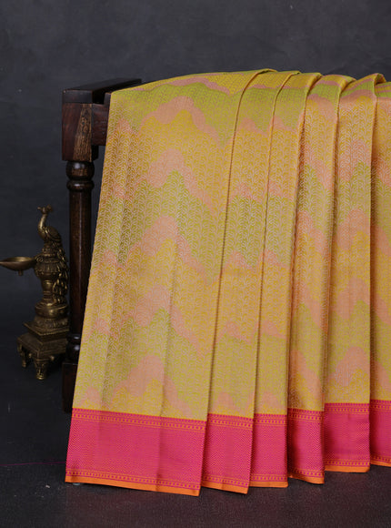 Yellow - Orange Pure Kanchipuram Silk Saree