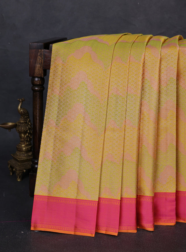 Yellow - Orange Pure Kanchipuram Silk Saree