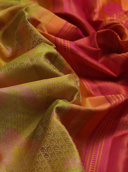 Yellow - Orange Pure Kanchipuram Silk Saree