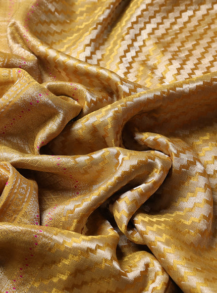 Mustard Yellow Banarasi Crepe Saree