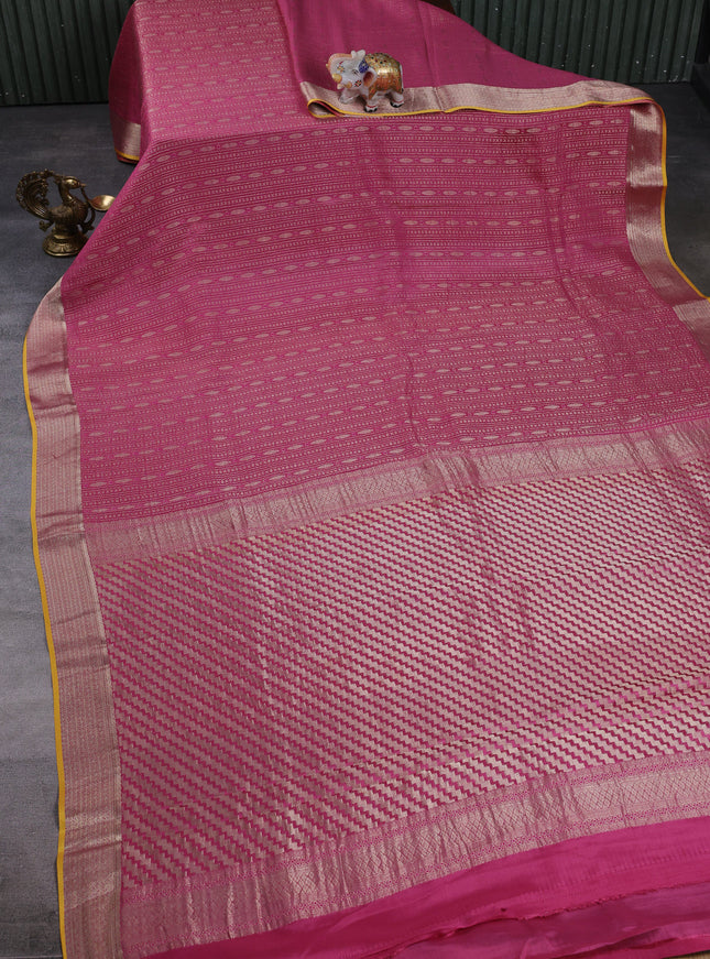 Gajri Pink Banarasi Crepe Saree