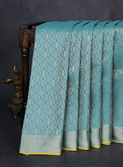 Firozi Banarasi Crepe Saree