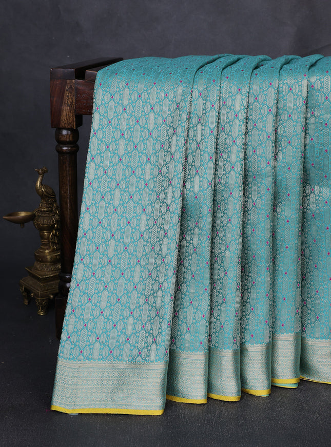 Firozi Banarasi Crepe Saree