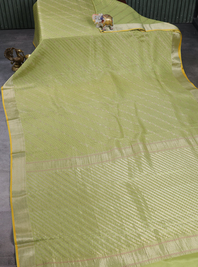 Pista Green Banarasi Crepe Saree