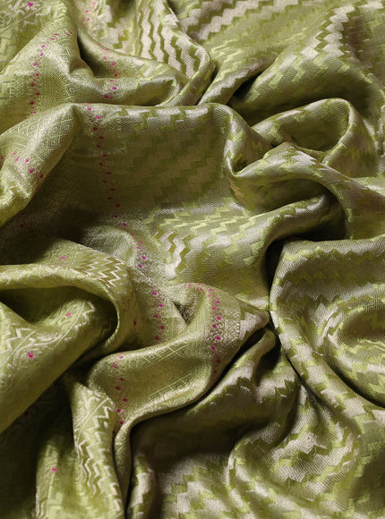 Pista Green Banarasi Crepe Saree