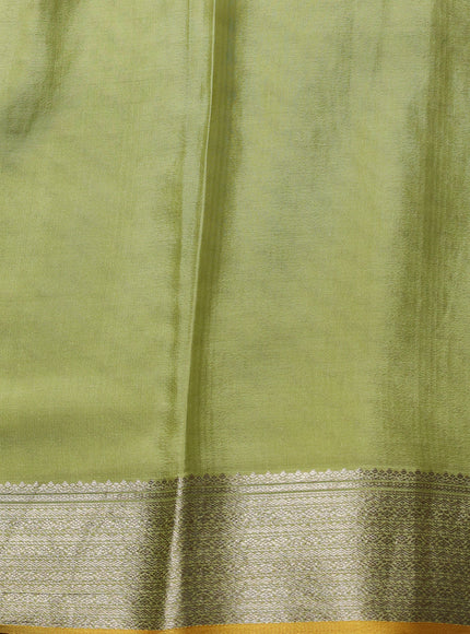 Pista Green Banarasi Crepe Saree