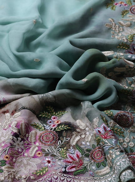 Pastel Green Georgette Embroidery Saree