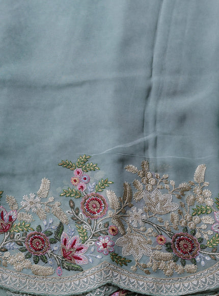 Pastel Green Georgette Embroidery Saree