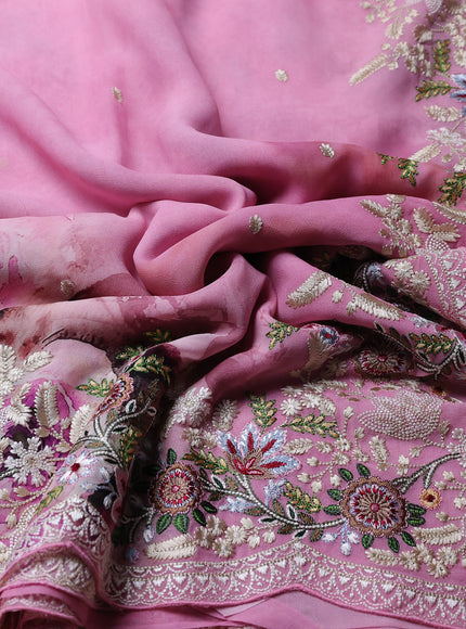 Light Pink Georgette Embroidery Saree