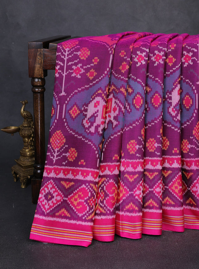 Purple - Pink Ikat Silk Saree