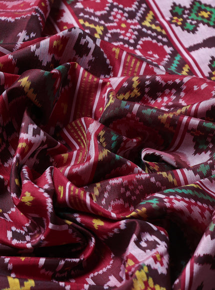 Maroon - Red Ikat Silk Saree