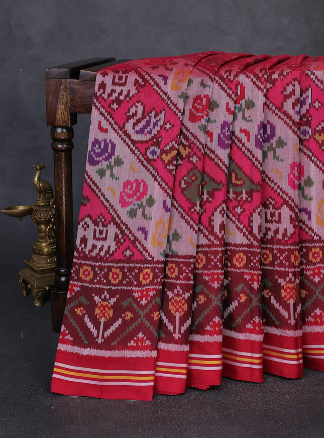 Red Ikat Silk Saree