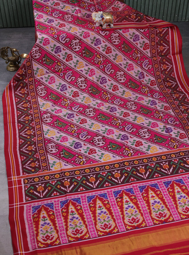 Red Ikat Silk Saree