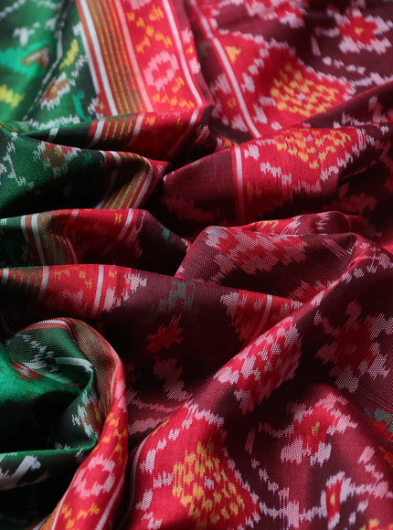 Green - Red Ikat Silk Saree