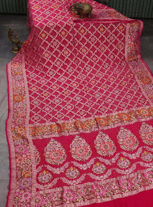 Rani Pink Bandhani Georgette Saree